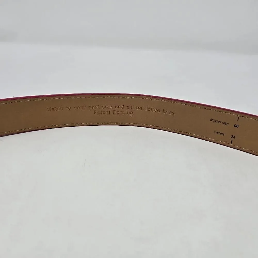 NEXBELT GOLF HIDDEN MARKER PINK LEATHER WOMENS BELT NO HOLES SIZE 00-8 EUC